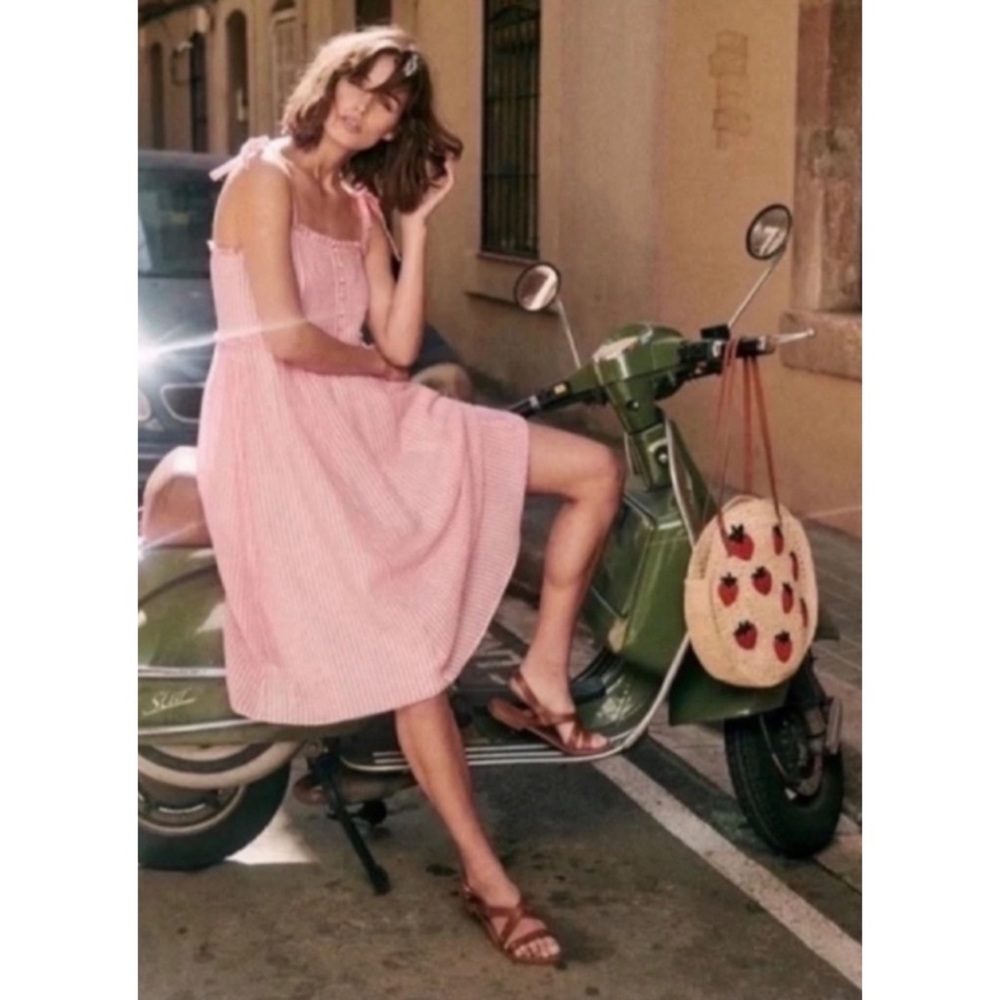 Sézane Pink White Juliette Cotton Striped Dress